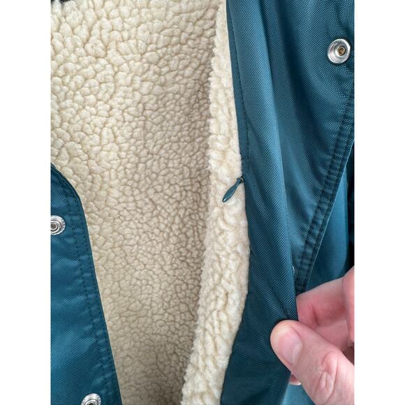 Urban Outfitters Sherpa Lined Long Parka Jacket Men's Small Green Hooded - Picture 6 of 12